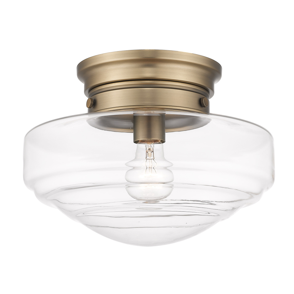 Golden Lighting Ingalls 1-light 12in Semi-Flush Mount in Modern Brass and Clear Glass